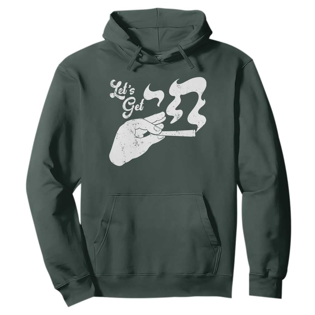 Funny Hebrew Hoodie Let's Get Chai Jewish Vintage Cigarette TS11 Dark Forest Green Print Your Wear