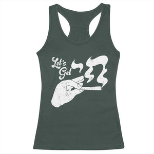 Funny Hebrew Racerback Tank Top Let's Get Chai Jewish Vintage Cigarette TS11 Dark Forest Green Print Your Wear