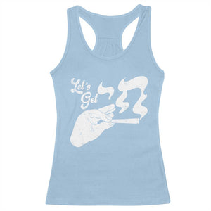 Funny Hebrew Racerback Tank Top Let's Get Chai Jewish Vintage Cigarette TS11 Light Blue Print Your Wear