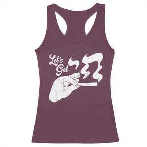 Funny Hebrew Racerback Tank Top Let's Get Chai Jewish Vintage Cigarette TS11 Maroon Print Your Wear