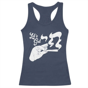 Funny Hebrew Racerback Tank Top Let's Get Chai Jewish Vintage Cigarette TS11 Navy Print Your Wear