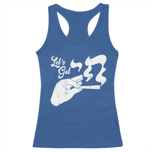 Funny Hebrew Racerback Tank Top Let's Get Chai Jewish Vintage Cigarette TS11 Royal Blue Print Your Wear