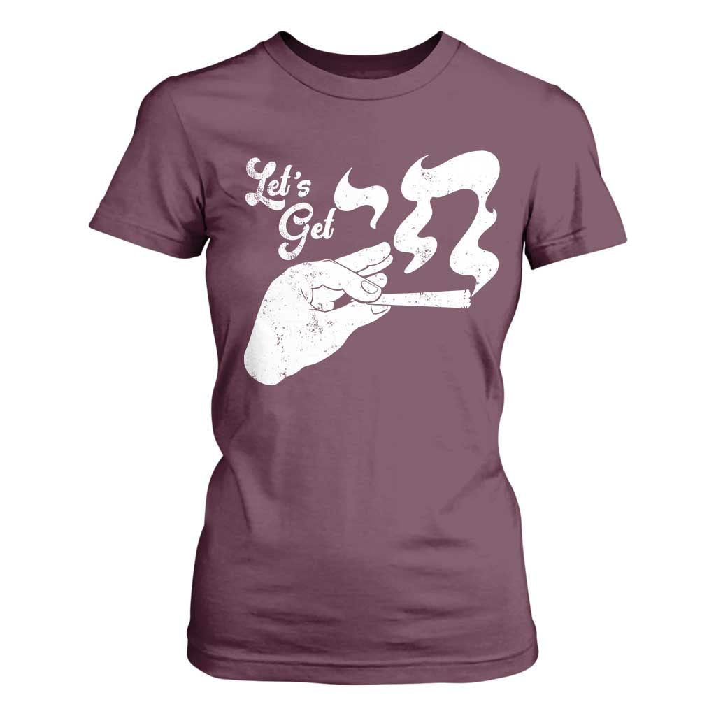 Funny Hebrew T Shirt For Women Let's Get Chai Jewish Vintage Cigarette TS11 Maroon Print Your Wear