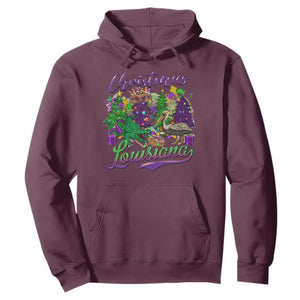 Christmas Cajun Louisiana Saint Symbol Alligator Pelican Xmas Tree Hoodie TS11 Maroon Print Your Wear