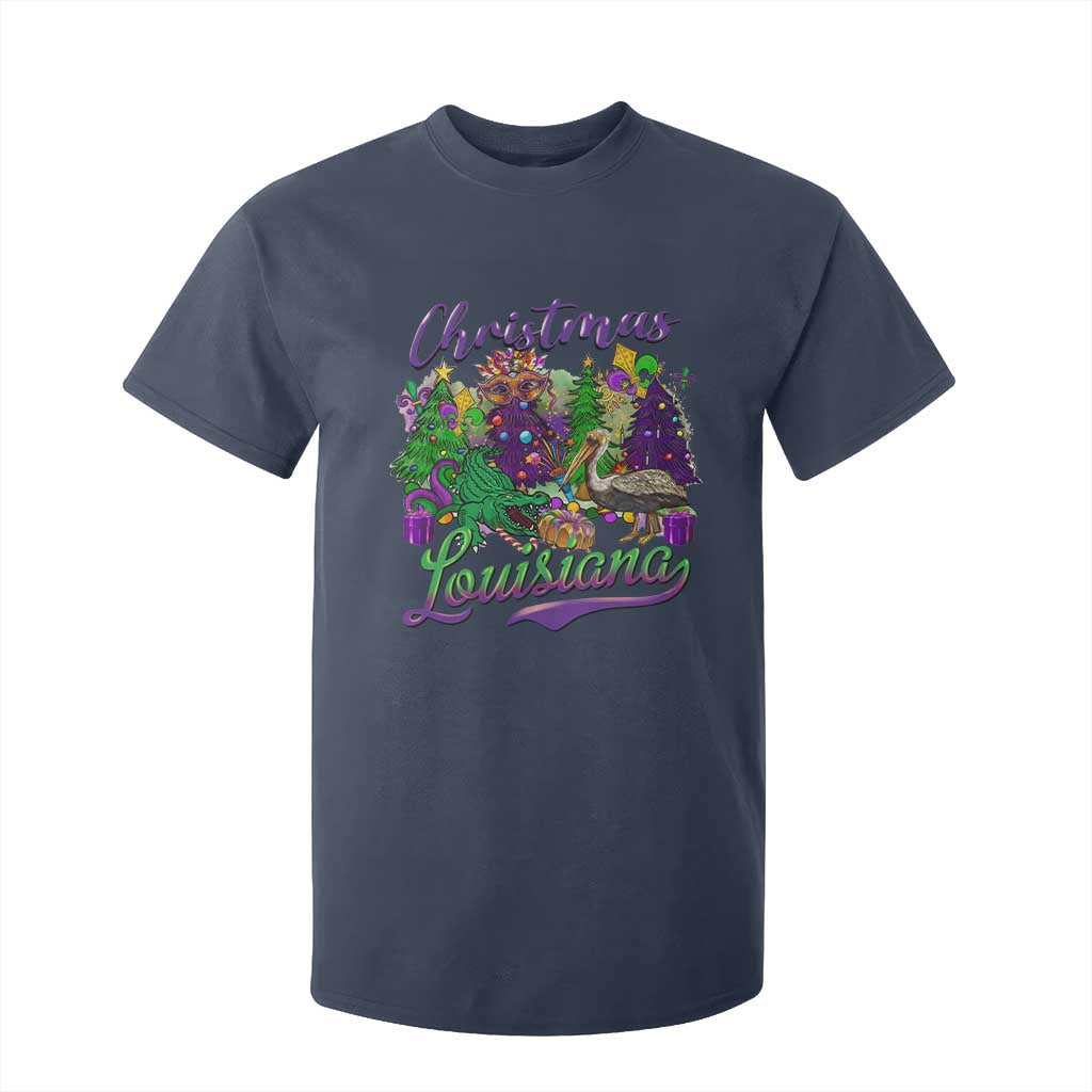 Christmas Cajun Louisiana Saint Symbol Alligator Pelican Xmas Tree T Shirt For Kid TS11 Navy Print Your Wear