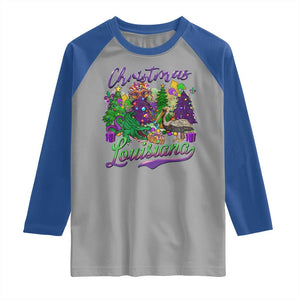 Christmas Cajun Louisiana Saint Symbol Alligator Pelican Xmas Tree Raglan Shirt TS11 Sport Gray Royal Print Your Wear