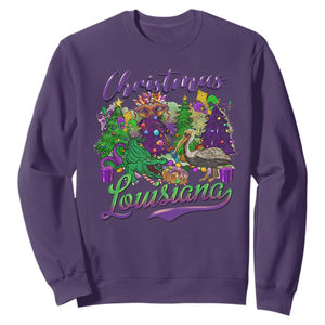 Christmas Cajun Louisiana Saint Symbol Alligator Pelican Xmas Tree Sweatshirt TS11 Purple Print Your Wear