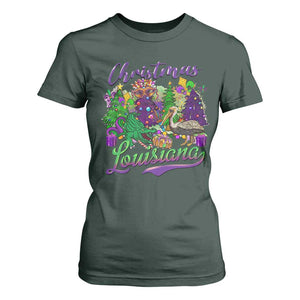 Christmas Cajun Louisiana Saint Symbol Alligator Pelican Xmas Tree T Shirt For Women TS11 Dark Forest Green Print Your Wear