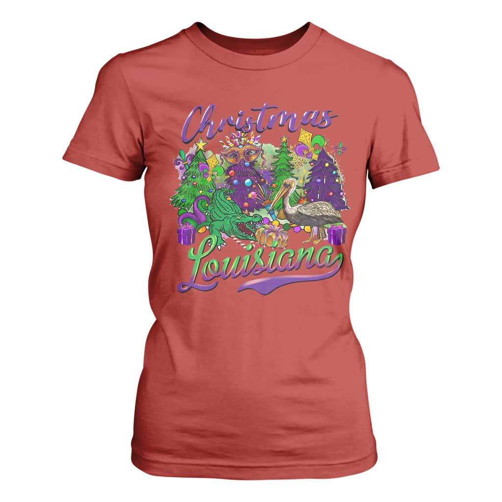 Christmas Cajun Louisiana Saint Symbol Alligator Pelican Xmas Tree T Shirt For Women TS11 Red Print Your Wear