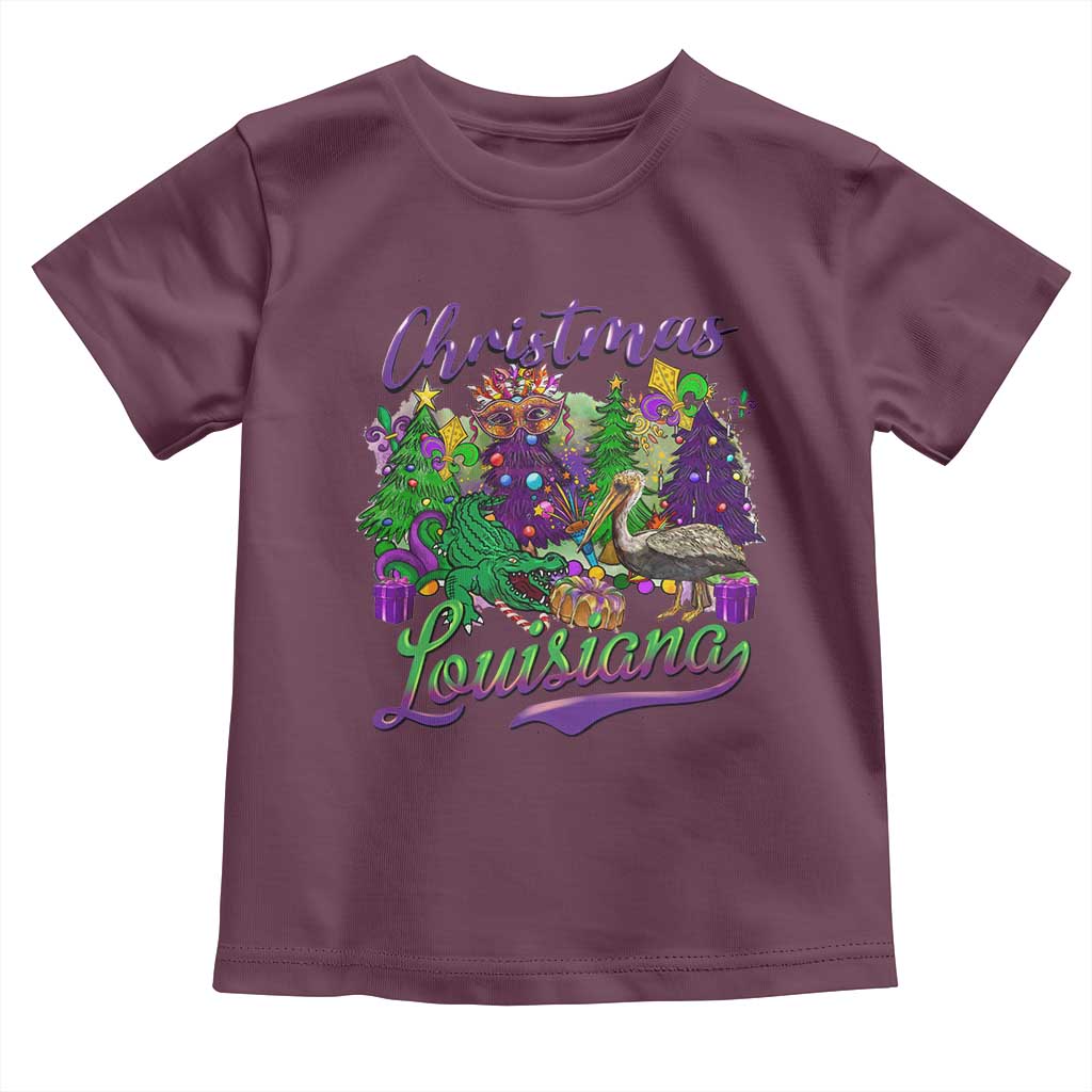 Christmas Cajun Louisiana Saint Symbol Alligator Pelican Xmas Tree Toddler T Shirt TS11 Maroon Print Your Wear