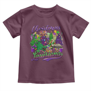 Christmas Cajun Louisiana Saint Symbol Alligator Pelican Xmas Tree Toddler T Shirt TS11 Maroon Print Your Wear