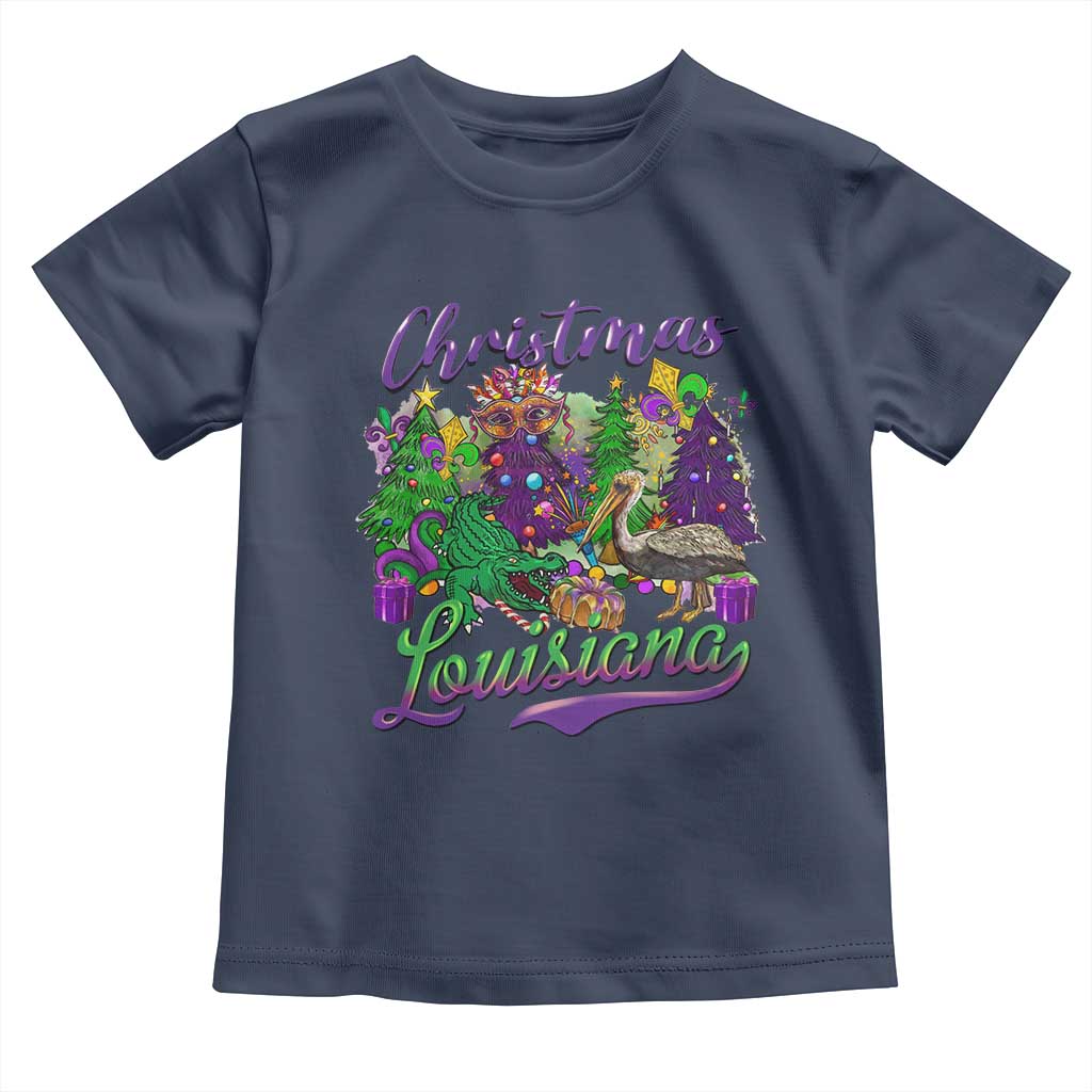 Christmas Cajun Louisiana Saint Symbol Alligator Pelican Xmas Tree Toddler T Shirt TS11 Navy Print Your Wear