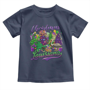 Christmas Cajun Louisiana Saint Symbol Alligator Pelican Xmas Tree Toddler T Shirt TS11 Navy Print Your Wear