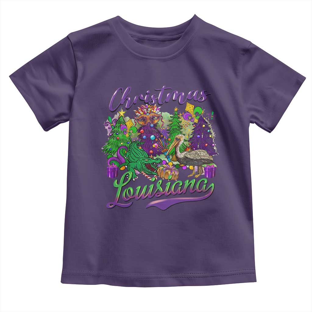 Christmas Cajun Louisiana Saint Symbol Alligator Pelican Xmas Tree Toddler T Shirt TS11 Purple Print Your Wear