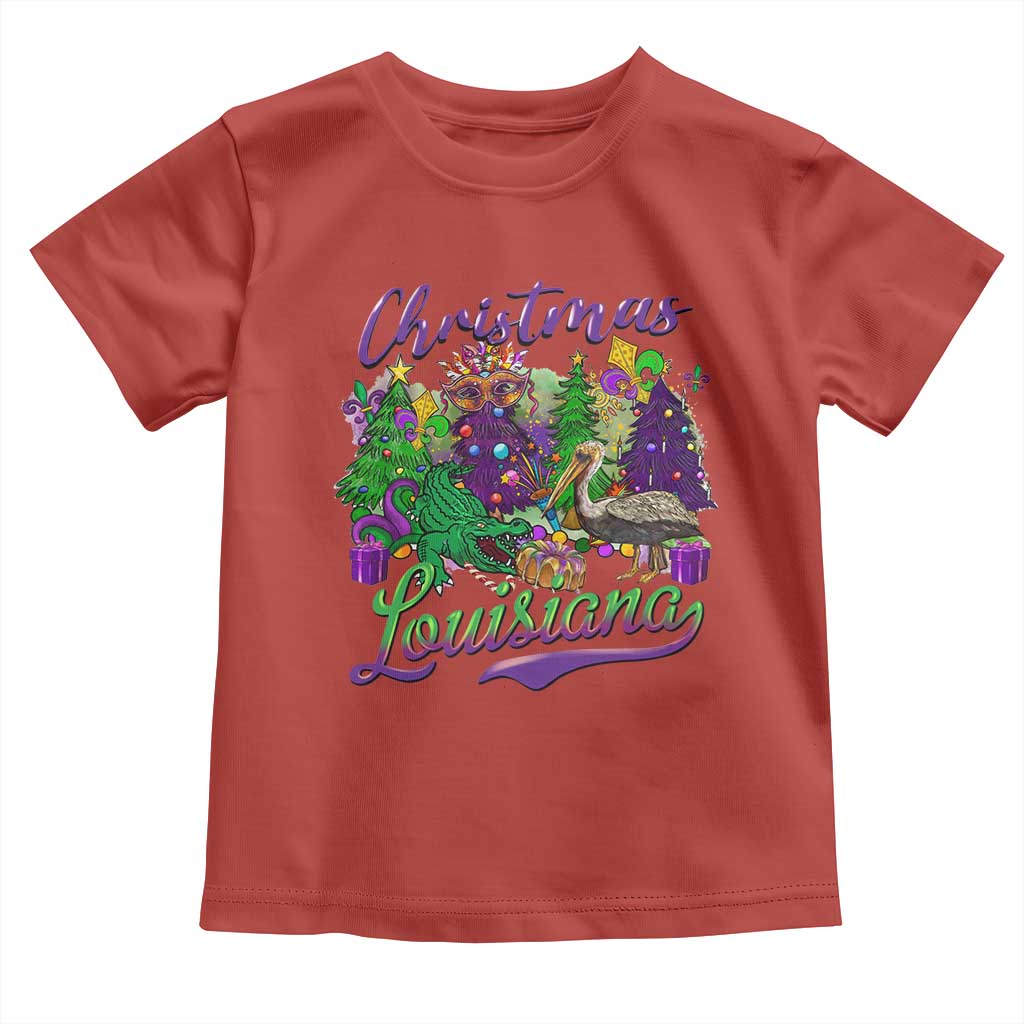 Christmas Cajun Louisiana Saint Symbol Alligator Pelican Xmas Tree Toddler T Shirt TS11 Red Print Your Wear