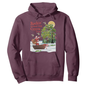 Funny Christmas Cajun Louisiana Hoodie Rockin' Around The Cypress Trees Santa Alligator TS11 Maroon Print Your Wear