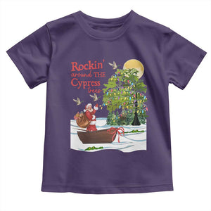 Funny Christmas Cajun Louisiana Toddler T Shirt Rockin' Around The Cypress Trees Santa Alligator TS11 Purple Print Your Wear