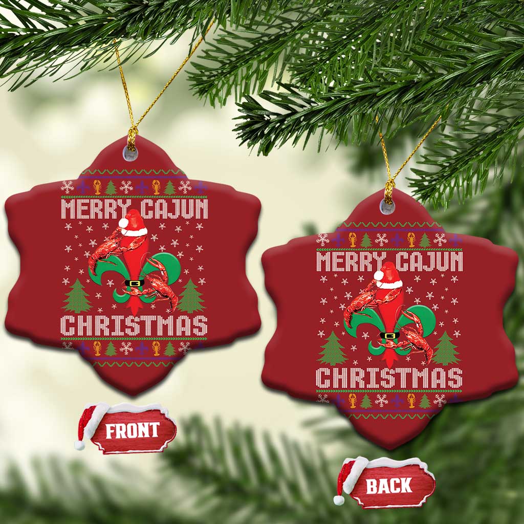 Merry Cajun Louisiana Xmas Santa Saint Symbol Crawfish Christmas Ornament TS11 Snow Flake Red Print Your Wear