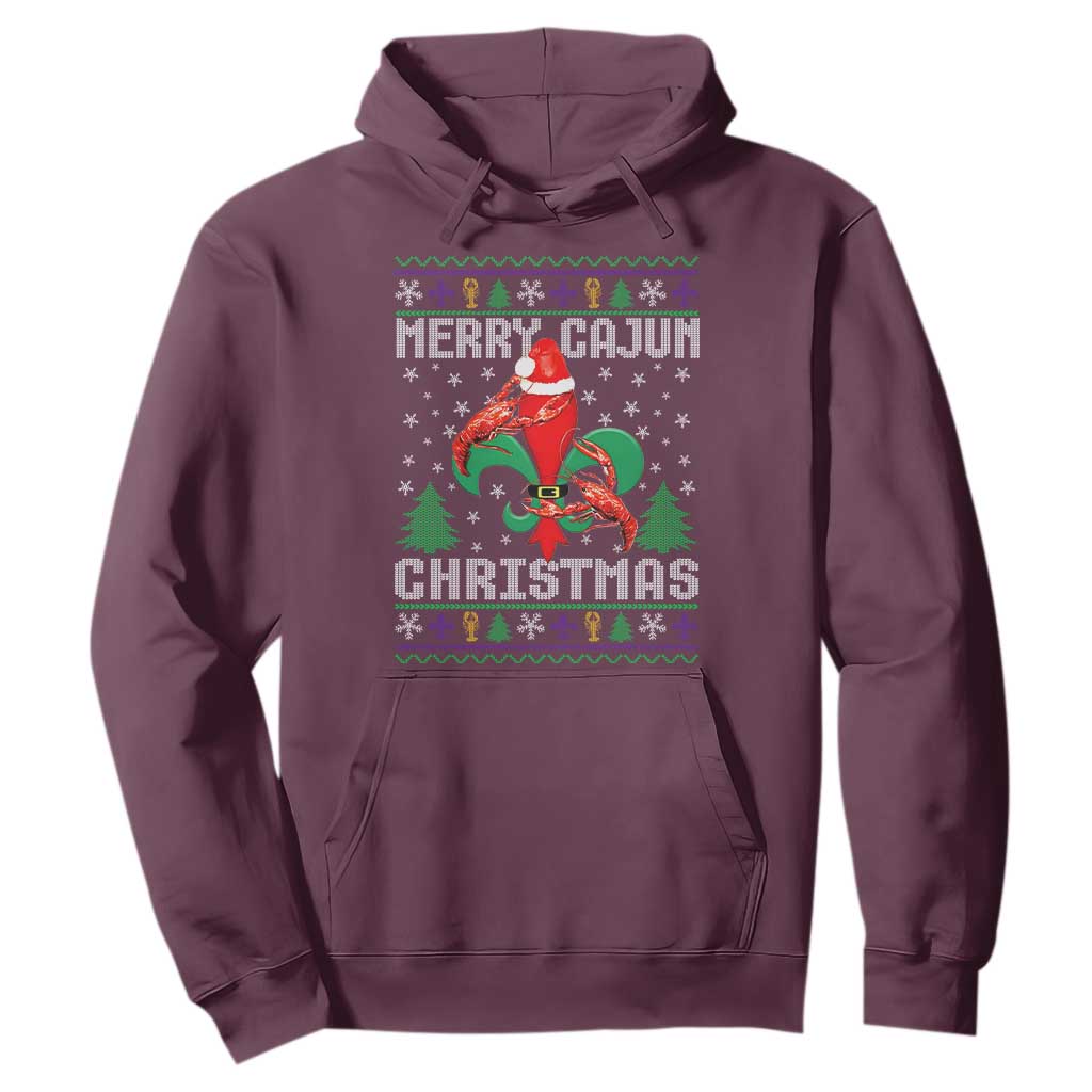 Merry Cajun Louisiana Christmas Santa Saint Symbol Crawfish Hoodie TS11 Maroon Print Your Wear