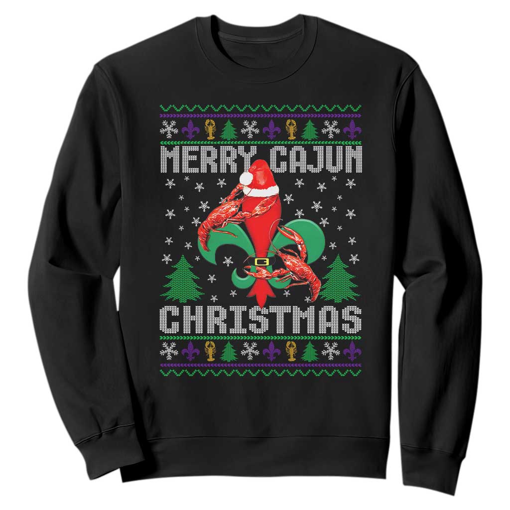 Merry Cajun Louisiana Christmas Santa Saint Symbol Crawfish Sweatshirt TS11 Black Print Your Wear
