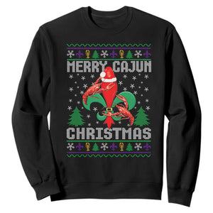 Merry Cajun Louisiana Christmas Santa Saint Symbol Crawfish Sweatshirt TS11 Black Print Your Wear