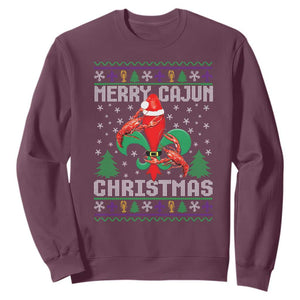Merry Cajun Louisiana Christmas Santa Saint Symbol Crawfish Sweatshirt TS11 Maroon Print Your Wear