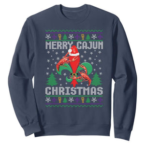 Merry Cajun Louisiana Christmas Santa Saint Symbol Crawfish Sweatshirt TS11 Navy Print Your Wear