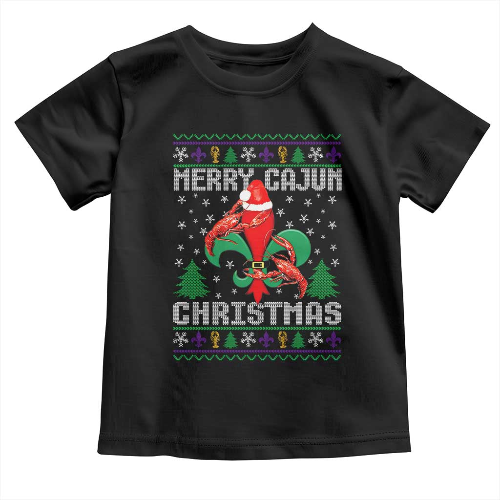 Merry Cajun Louisiana Christmas Santa Saint Symbol Crawfish Toddler T Shirt TS11 Black Print Your Wear