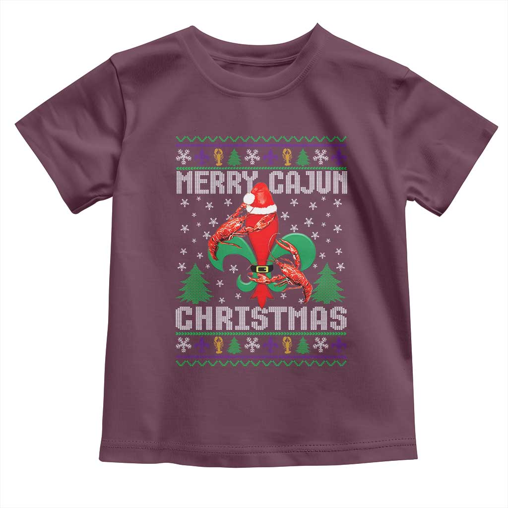 Merry Cajun Louisiana Christmas Santa Saint Symbol Crawfish Toddler T Shirt TS11 Maroon Print Your Wear