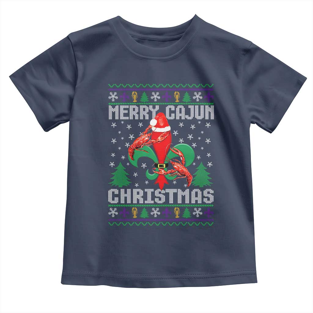 Merry Cajun Louisiana Christmas Santa Saint Symbol Crawfish Toddler T Shirt TS11 Navy Print Your Wear