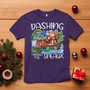 Funny Christmas Cajun Louisiana T Shirt Dashing Through The Sneaux Santa Alligator TS11 Purple Print Your Wear