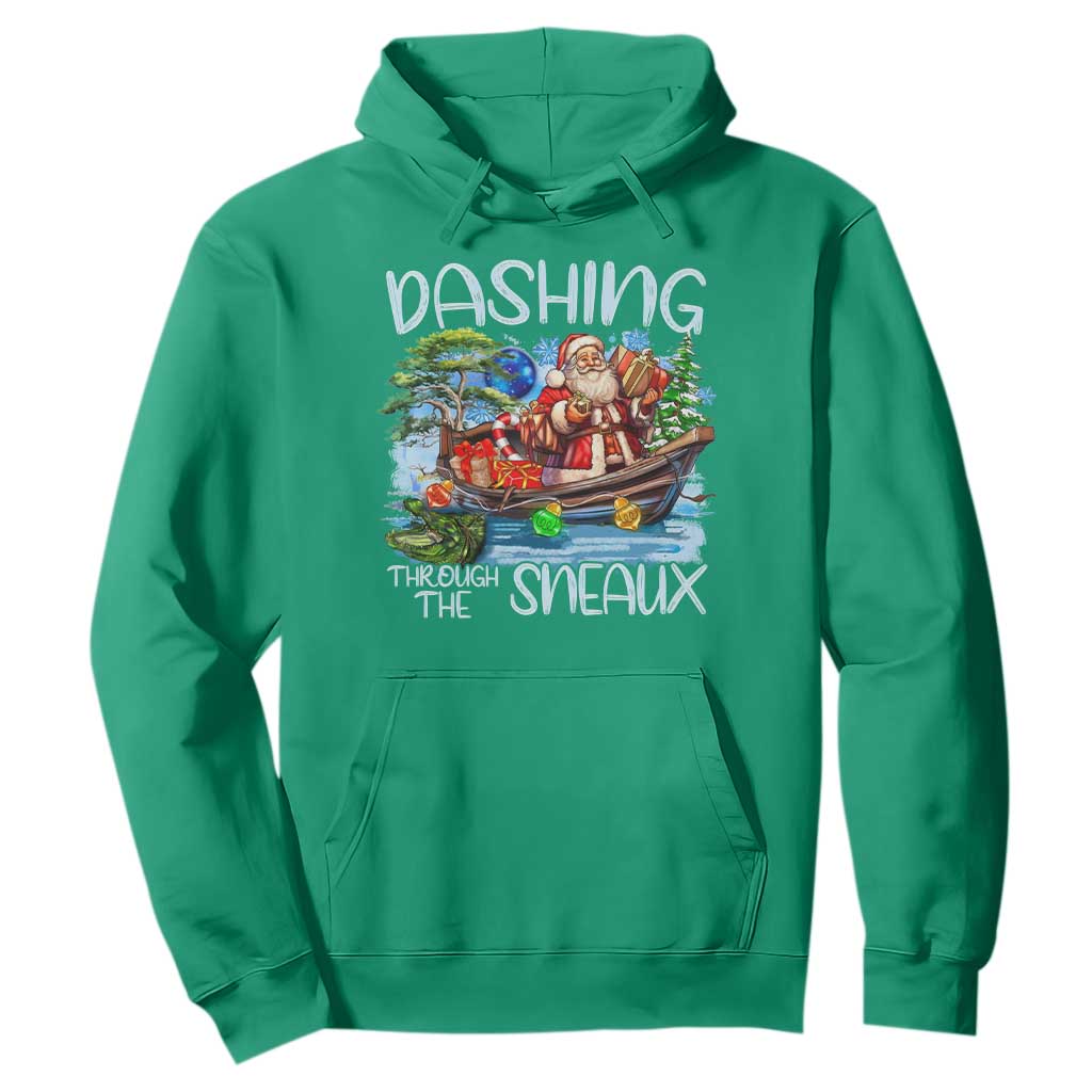 Funny Christmas Cajun Louisiana Hoodie Dashing Through The Sneaux Santa Alligator TS11 Irish Green Print Your Wear