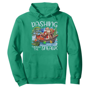Funny Christmas Cajun Louisiana Hoodie Dashing Through The Sneaux Santa Alligator TS11 Irish Green Print Your Wear
