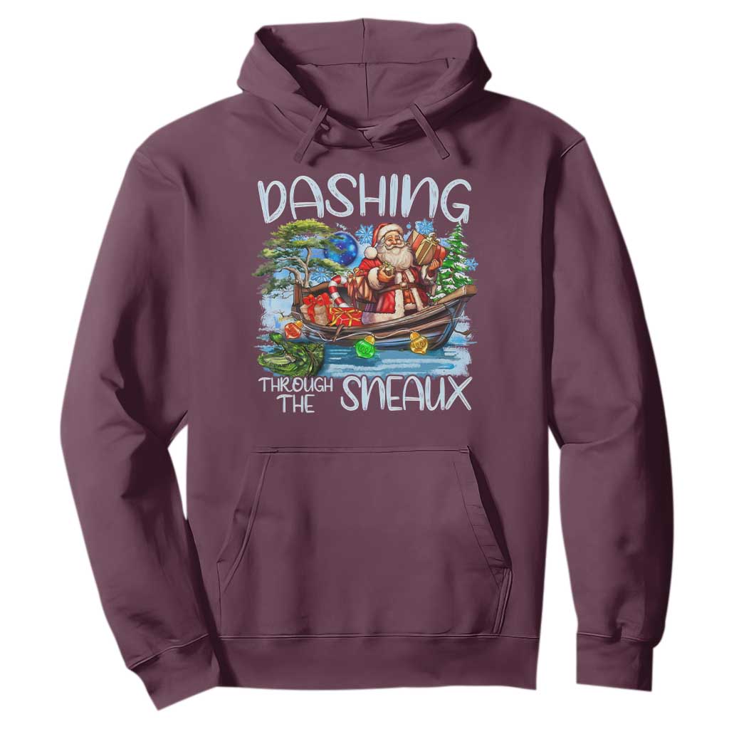 Funny Christmas Cajun Louisiana Hoodie Dashing Through The Sneaux Santa Alligator TS11 Maroon Print Your Wear