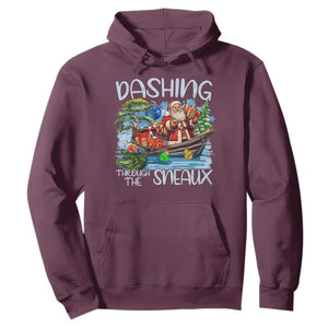 Funny Christmas Cajun Louisiana Hoodie Dashing Through The Sneaux Santa Alligator TS11 Maroon Print Your Wear