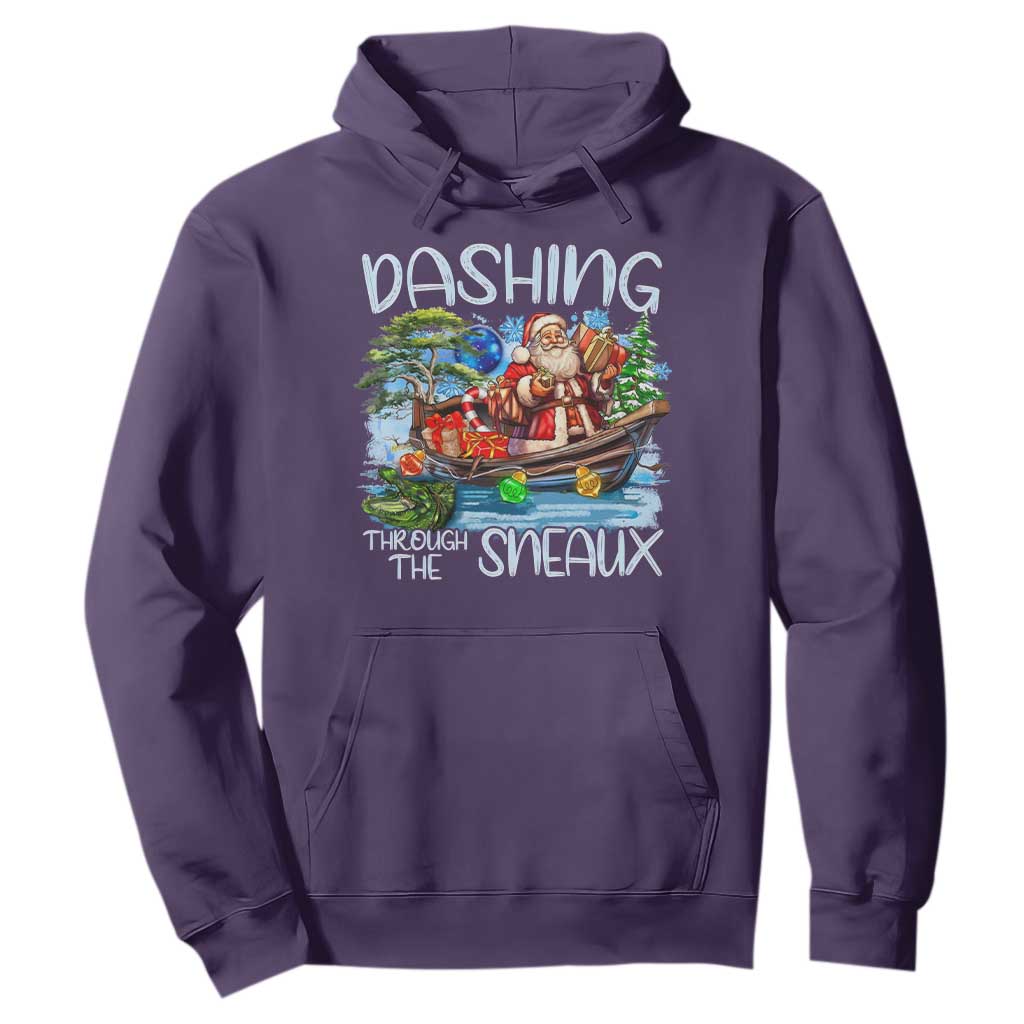 Funny Christmas Cajun Louisiana Hoodie Dashing Through The Sneaux Santa Alligator TS11 Purple Print Your Wear