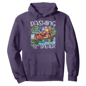 Funny Christmas Cajun Louisiana Hoodie Dashing Through The Sneaux Santa Alligator TS11 Purple Print Your Wear
