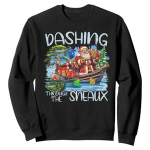 Funny Christmas Cajun Louisiana Sweatshirt Dashing Through The Sneaux Santa Alligator TS11 Black Print Your Wear