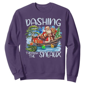 Funny Christmas Cajun Louisiana Sweatshirt Dashing Through The Sneaux Santa Alligator TS11 Purple Print Your Wear