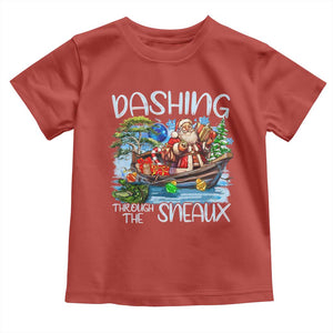 Funny Christmas Cajun Louisiana Toddler T Shirt Dashing Through The Sneaux Santa Alligator TS11 Red Print Your Wear