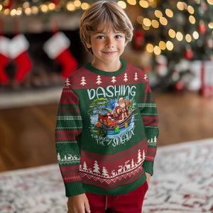 Funny Xmas Cajun Louisiana Ugly Christmas Sweater Dashing Through The Sneaux Santa Alligator TS11 Christmas Print Your Wear