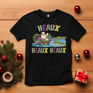 Funny Christmas Cajun Louisiana T Shirt Heaux Heaux Heaux Santa Alligator TS11 Black Print Your Wear