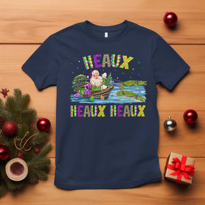 Funny Christmas Cajun Louisiana T Shirt Heaux Heaux Heaux Santa Alligator TS11 Navy Print Your Wear