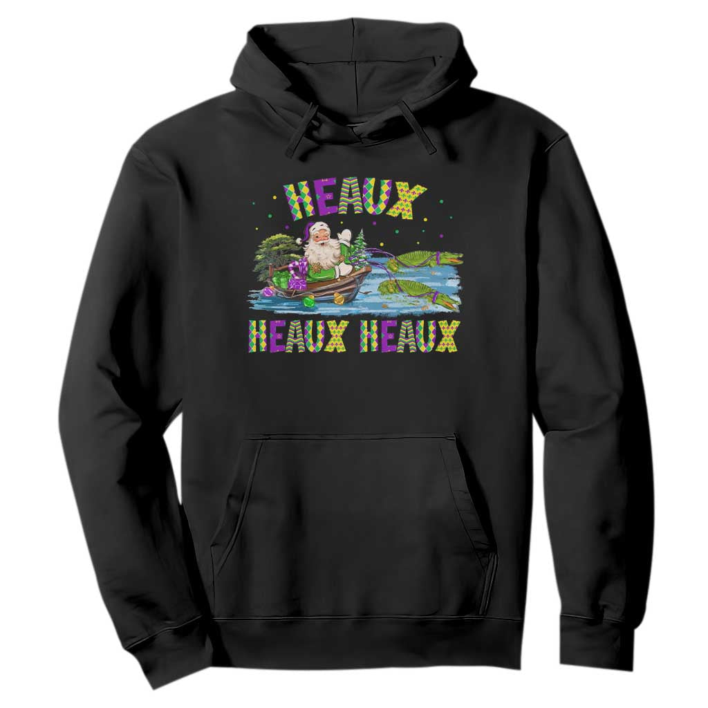 Funny Christmas Cajun Louisiana Hoodie Heaux Heaux Heaux Santa Alligator TS11 Black Print Your Wear