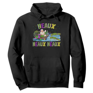 Funny Christmas Cajun Louisiana Hoodie Heaux Heaux Heaux Santa Alligator TS11 Black Print Your Wear