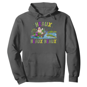 Funny Christmas Cajun Louisiana Hoodie Heaux Heaux Heaux Santa Alligator TS11 Dark Heather Print Your Wear