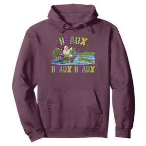 Funny Christmas Cajun Louisiana Hoodie Heaux Heaux Heaux Santa Alligator TS11 Maroon Print Your Wear