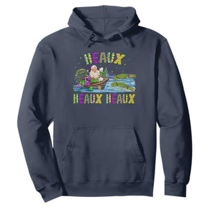 Funny Christmas Cajun Louisiana Hoodie Heaux Heaux Heaux Santa Alligator TS11 Navy Print Your Wear