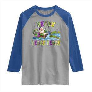 Funny Christmas Cajun Louisiana Raglan Shirt Heaux Heaux Heaux Santa Alligator TS11 Sport Gray Royal Print Your Wear