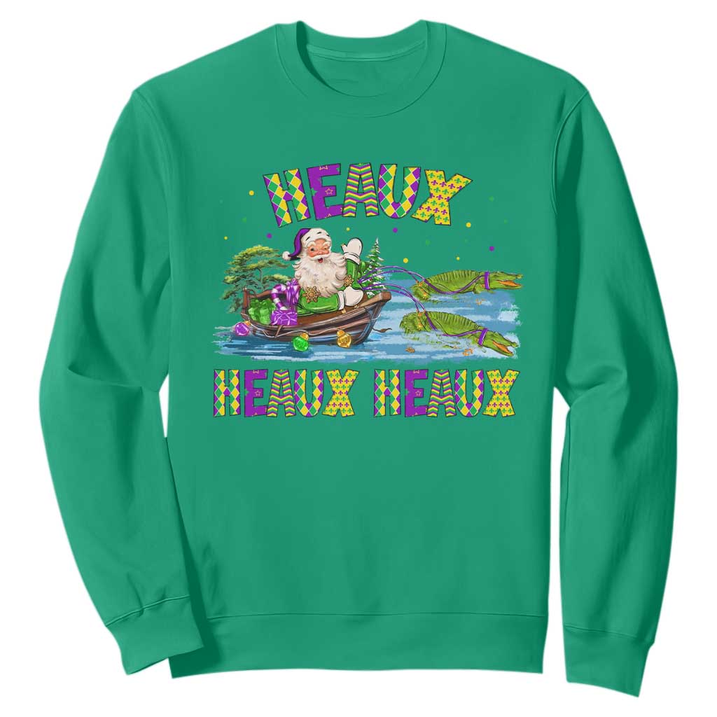 Funny Christmas Cajun Louisiana Sweatshirt Heaux Heaux Heaux Santa Alligator TS11 Irish Green Print Your Wear